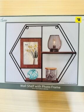 New Wall Shelf w/photo frame by True Living Essentials